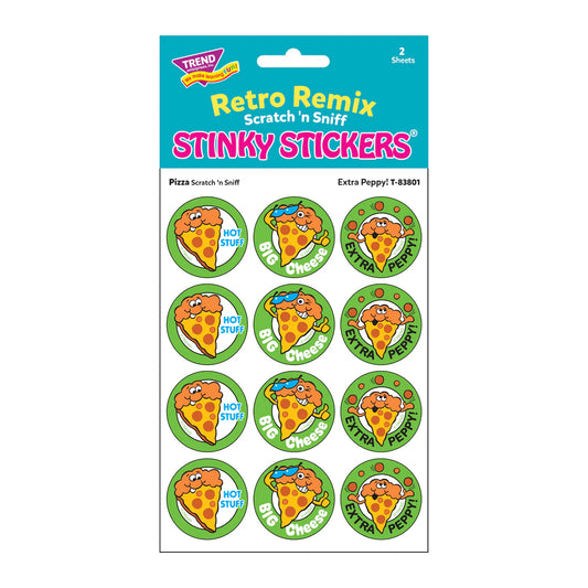 Extra Peppy Pizza Retro Scratch 'n Sniff Stinky Stickers 24ct