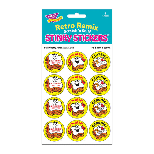 PB & Jam Strawberry Retro Scratch 'n Sniff Stinky Stickers 24ct