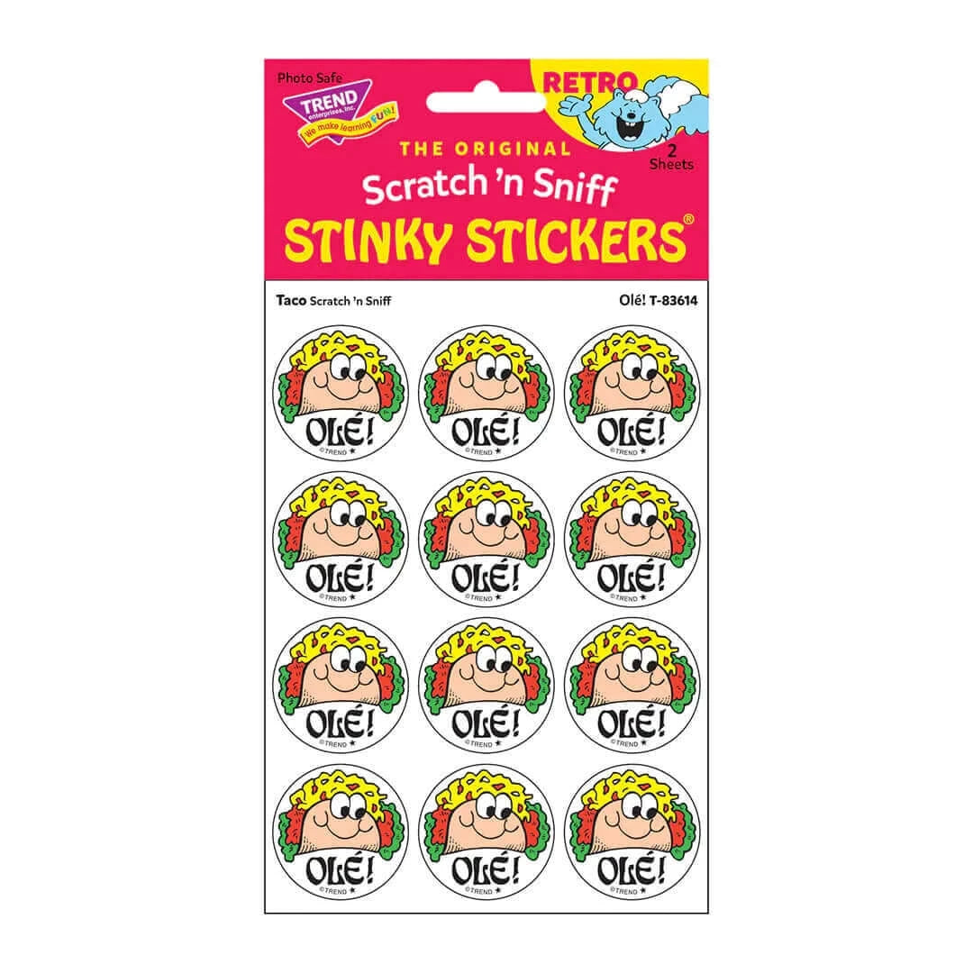 "Ole" Taco Stinky Stickers 24ct, Stinky Stickers, eco-friendly Toys, Mountain Kids Toys