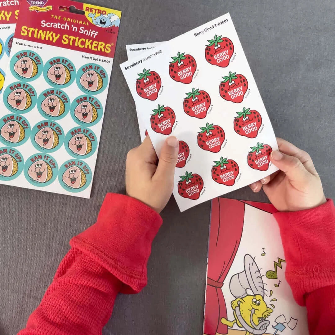 "Berry Good" Strawberry Stinky Stickers 24ct, Stinky Stickers, eco-friendly Toys, Mountain Kids Toys