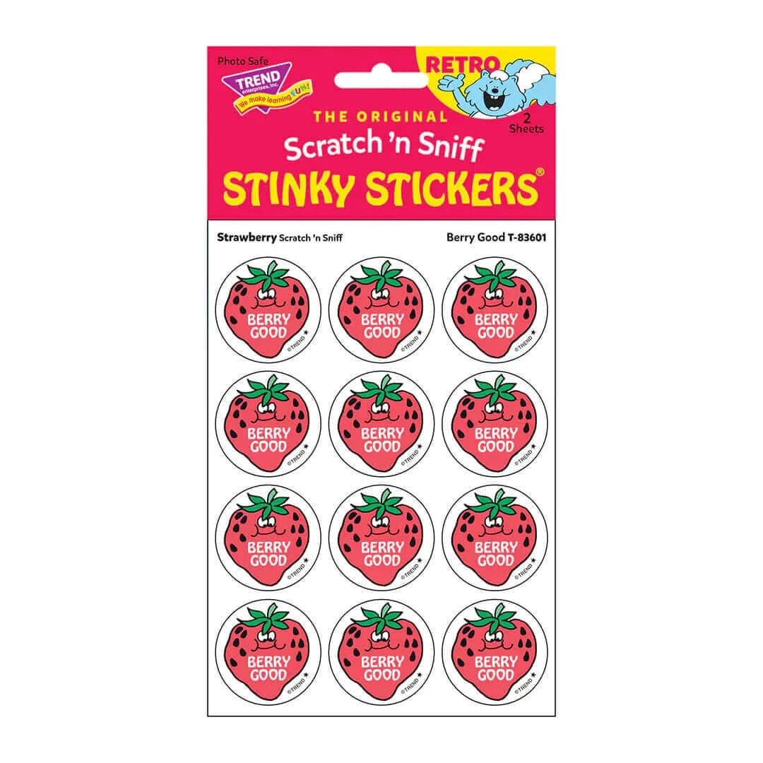 "Berry Good" Strawberry Stinky Stickers 24ct, Stinky Stickers, eco-friendly Toys, Mountain Kids Toys