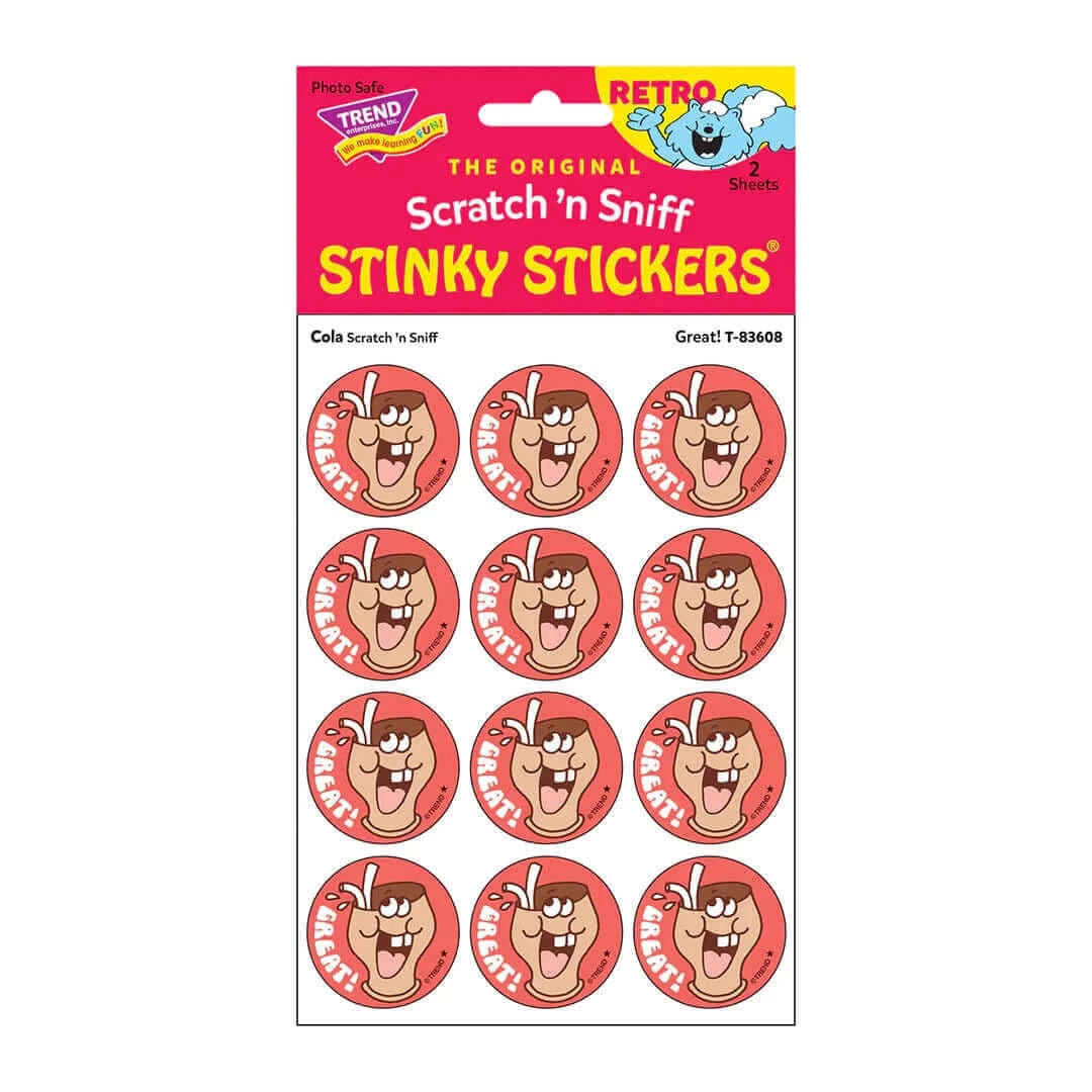 "Great" Cola Stinky Stickers 24ct, Stinky Stickers, eco-friendly Toys, Mountain Kids Toys