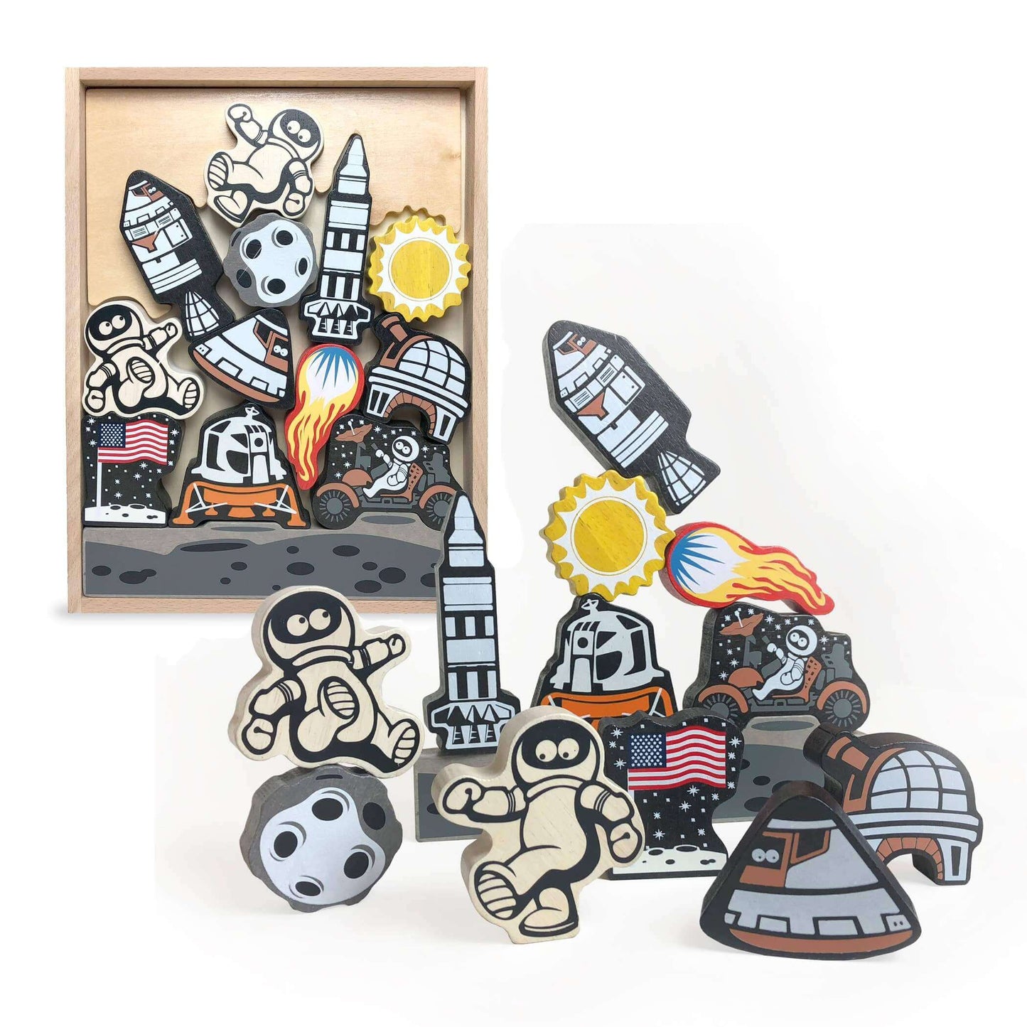 Lunar Lander Balance Game and Playset, Begin Again, eco-friendly Toys, Mountain Kids Toys