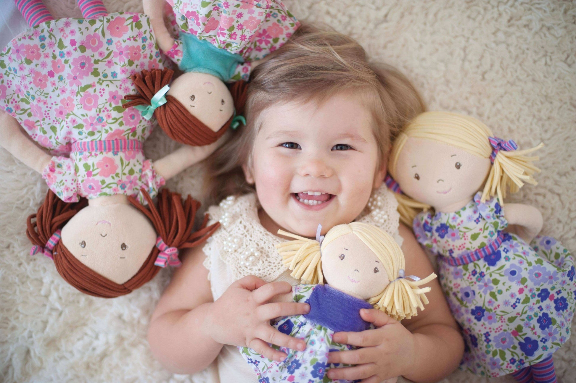 Peggy - Blonde Hair with Purple and Pink Dress, Tikiri Toys, eco-friendly Toys, Mountain Kids Toys