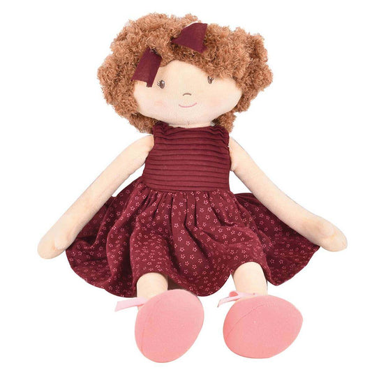 Lola - Brown Hair with Maroon Dress, Tikiri Toys, eco-friendly Toys, Mountain Kids Toys