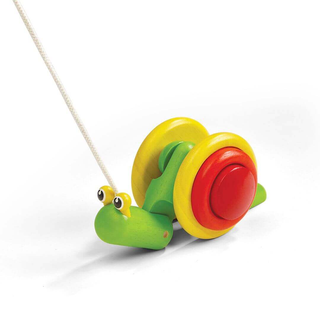 Pull Along Snail, PlanToys USA, eco-friendly Toys, Mountain Kids Toys