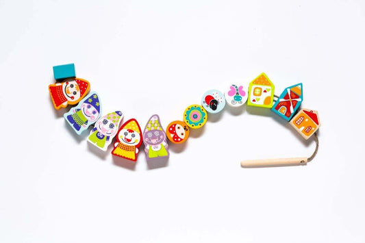 Happy Gnomes Lacing Toy, Cubika, eco-friendly Toys, Mountain Kids Toys