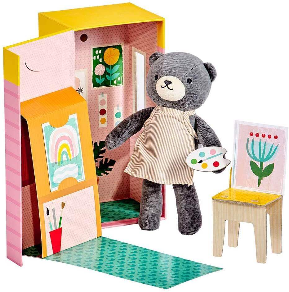 Beatrice the Bear In the Studio Plush Play Set, Petit Collage, eco-friendly Toys, Mountain Kids Toys