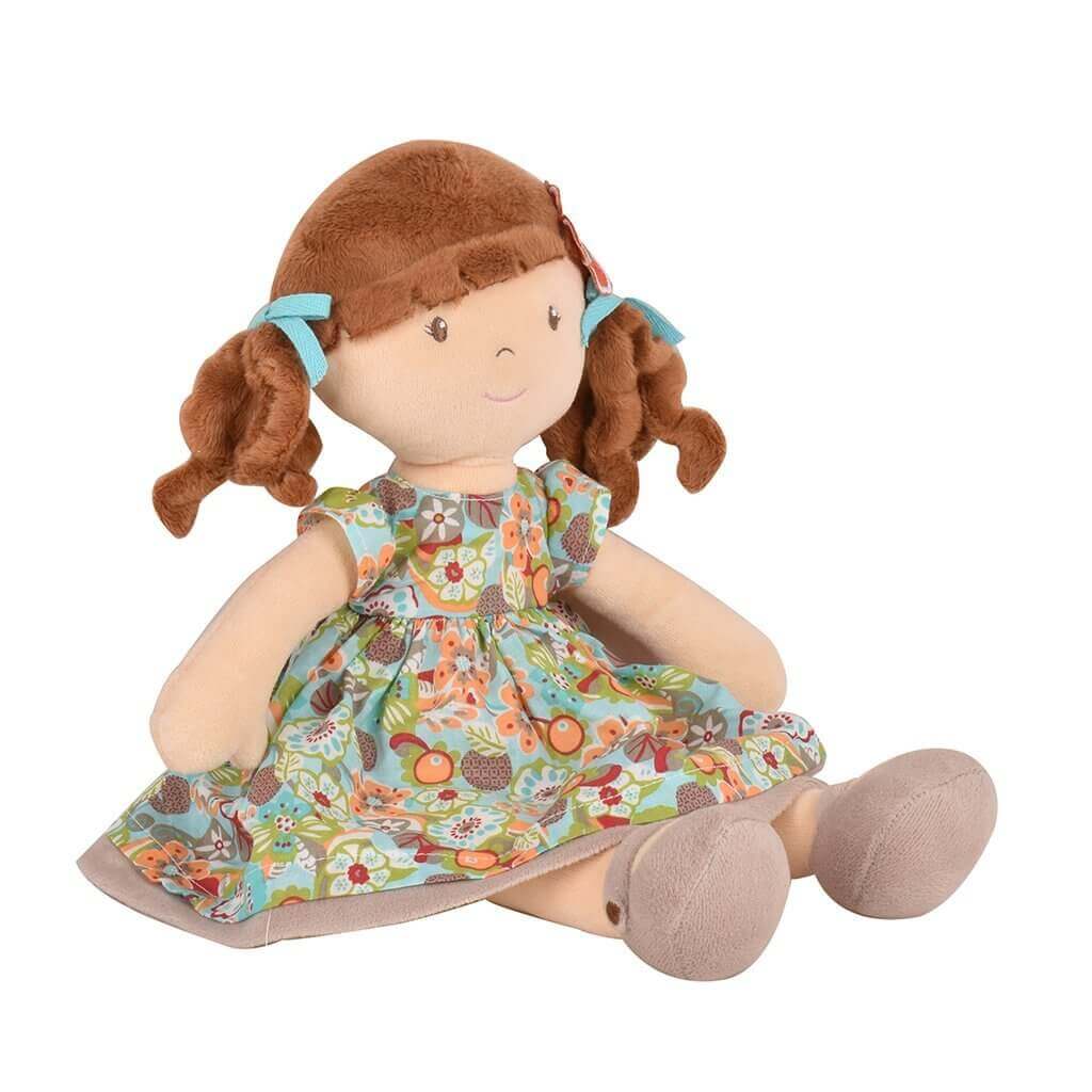 Summer - Brunette Hair with Orange Floral Dress, Tikiri Toys, eco-friendly Toys, Mountain Kids Toys