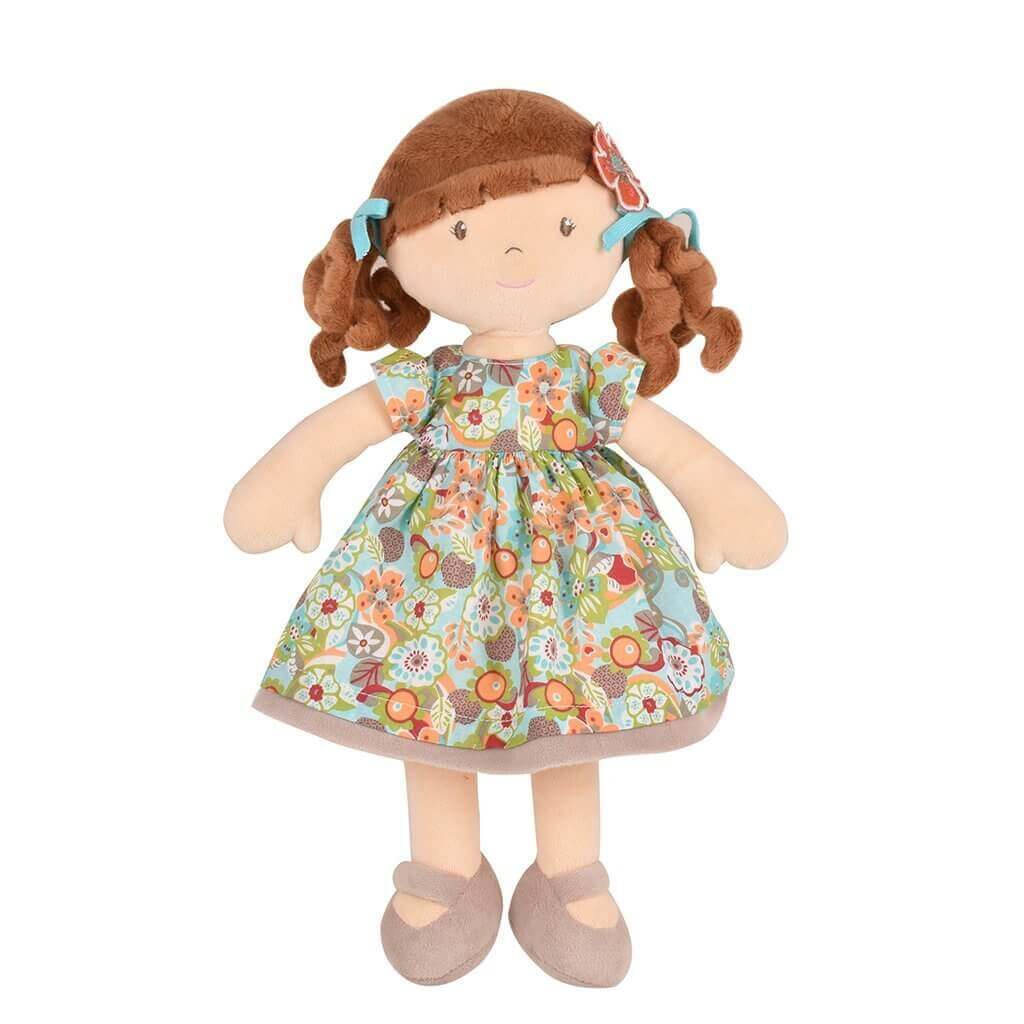 Summer - Brunette Hair with Orange Floral Dress, Tikiri Toys, eco-friendly Toys, Mountain Kids Toys