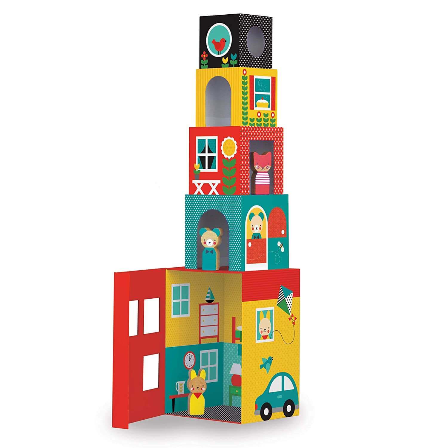 Peek-A-Boo House Stacking Blocks Play Set, Petit Collage, eco-friendly Toys, Mountain Kids Toys