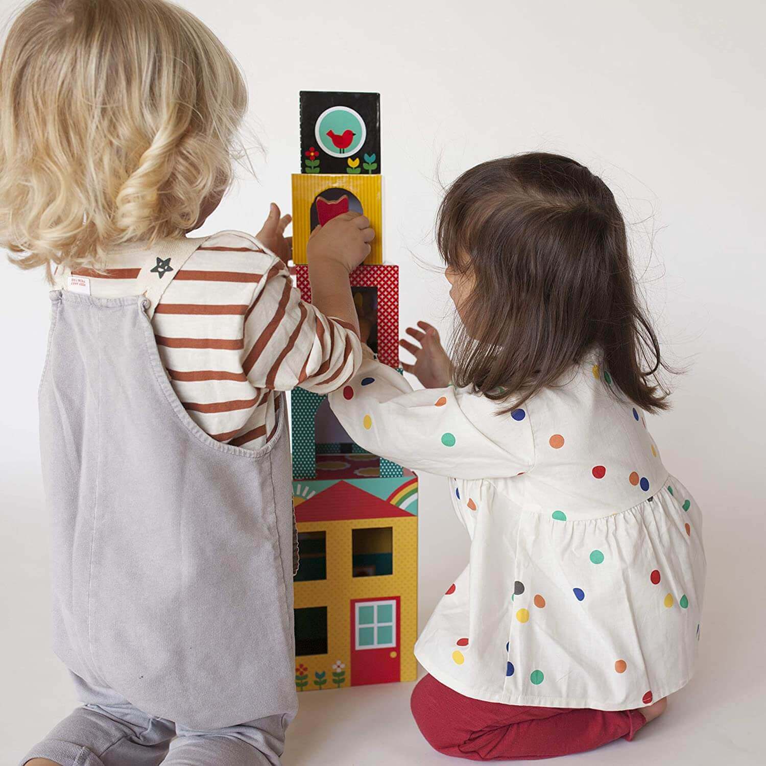 Peek-A-Boo House Stacking Blocks Play Set, Petit Collage, eco-friendly Toys, Mountain Kids Toys