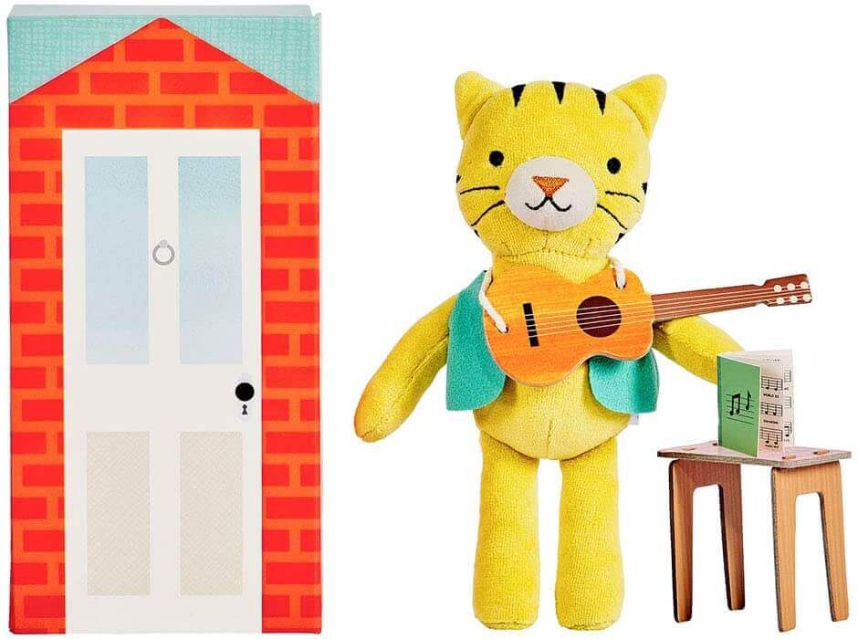 Theodore the Tiger In the Music Room Plush Play Set, Petit Collage, eco-friendly Toys, Mountain Kids Toys