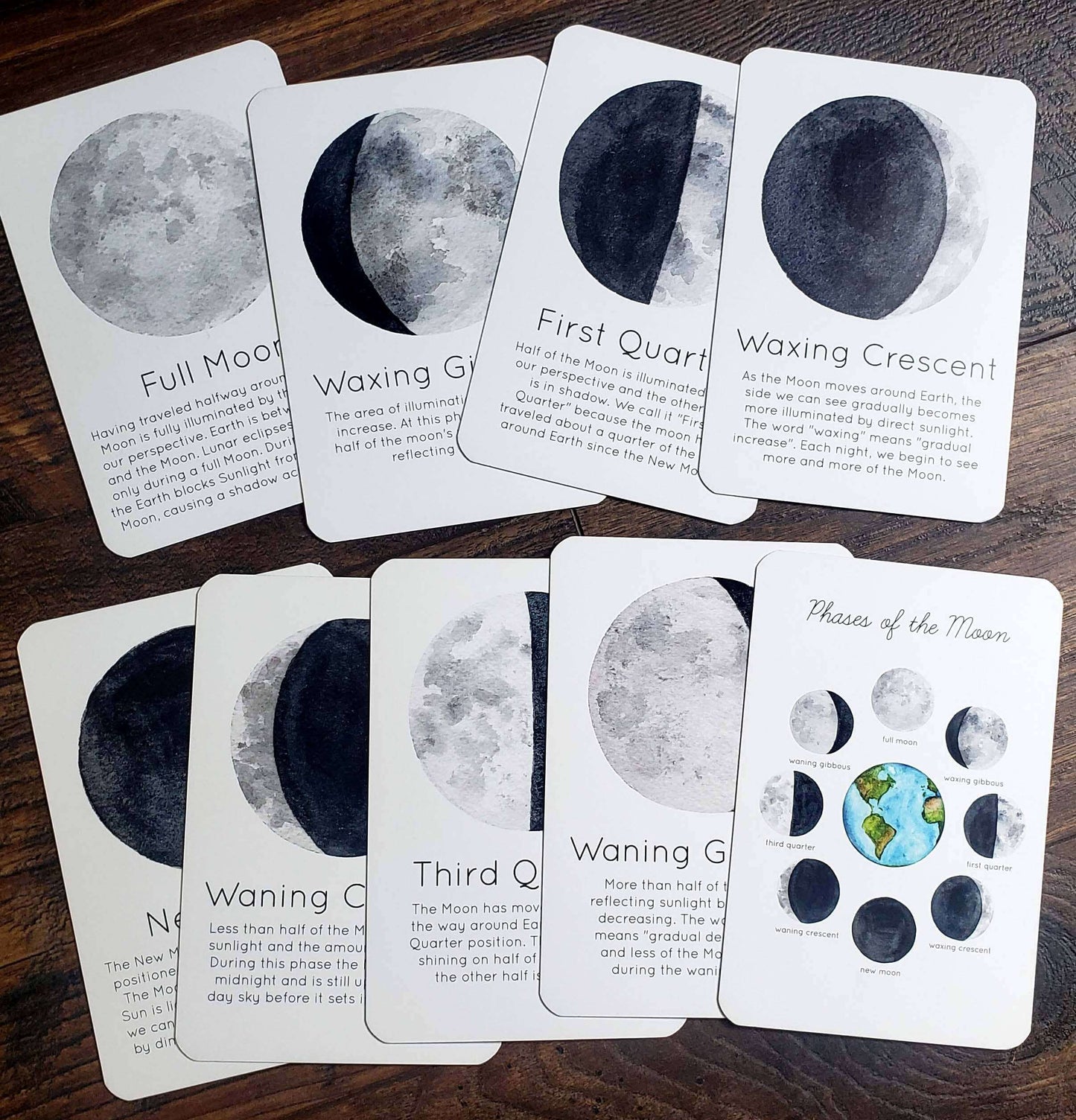 Moon Phases Flash Cards, Stephanie Hathaway Designs, eco-friendly Toys, Mountain Kids Toys