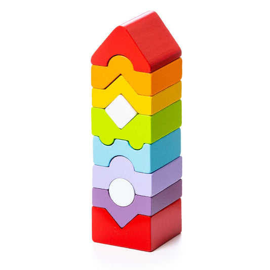 Wooden Tower 10c Stacker, Cubika, eco-friendly Toys, Mountain Kids Toys